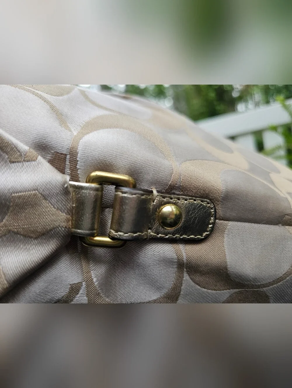 Coach F15679 Signature Optic Soho Hobo Bag Champagne Gold Sateen Jacquard